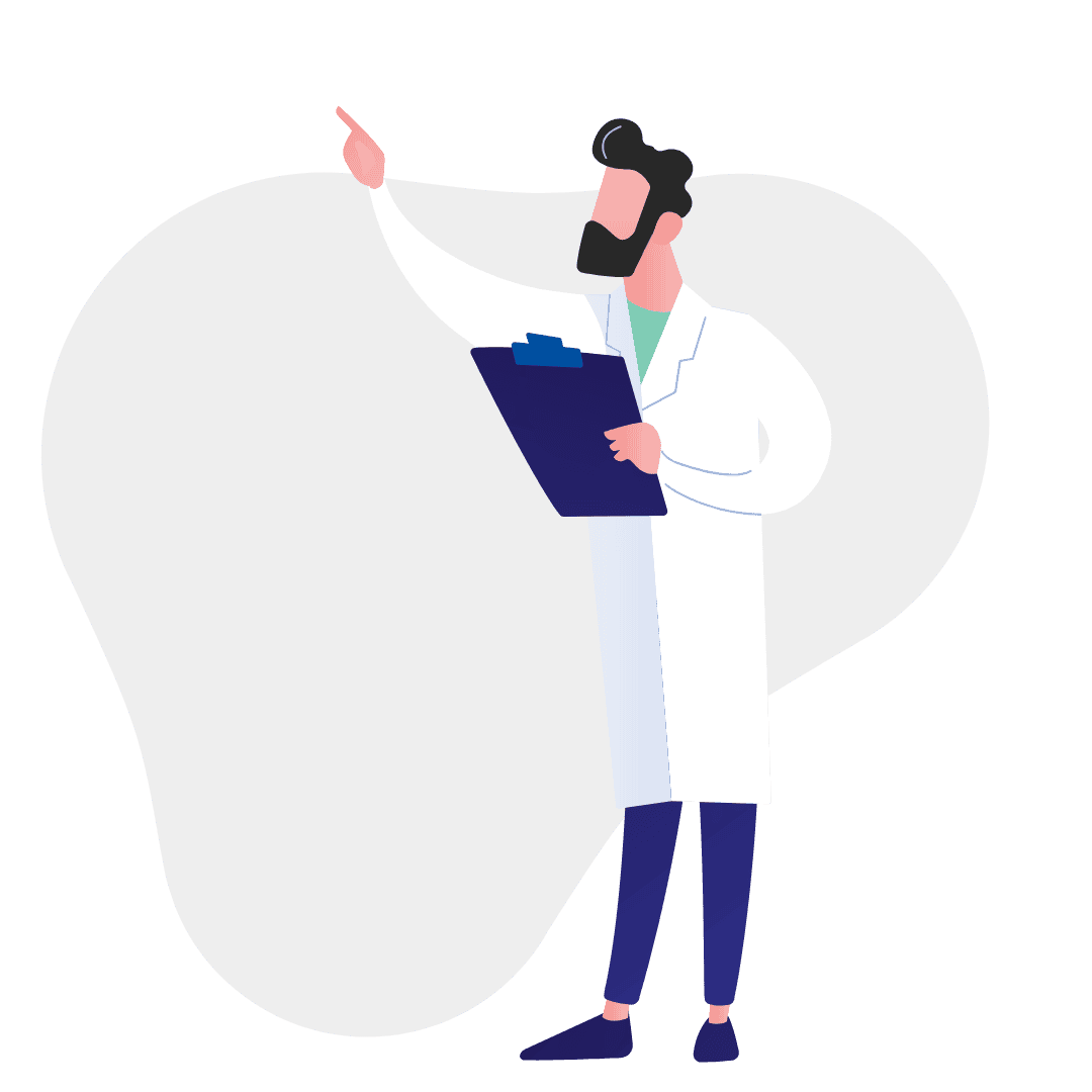 Orvos felfelé mutat – a magán egészségbiztosítás fontosságát jelképező illusztráció