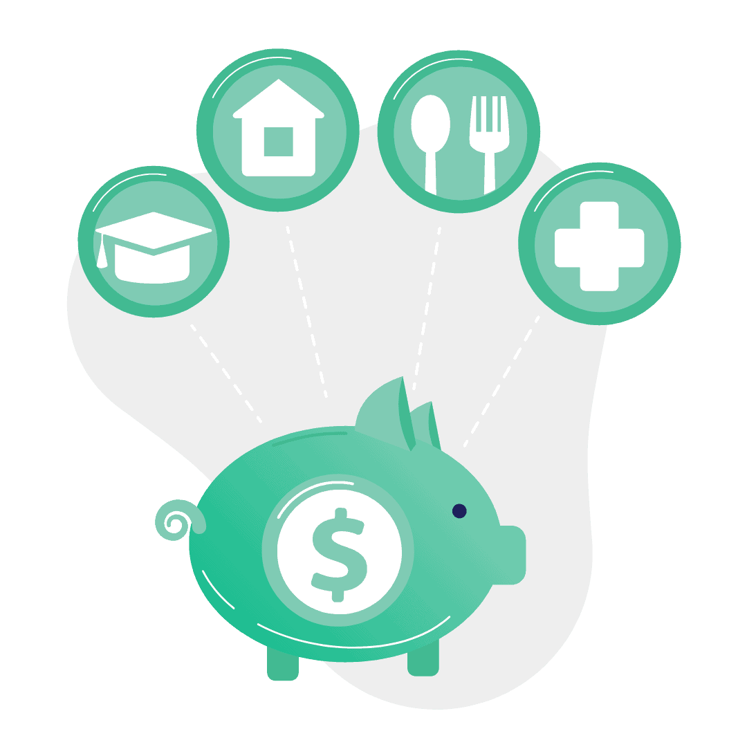 Malacpersely pénzérmékkel, amely a megtakarításos életbiztosítást szimbolizálja